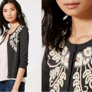 Anthropologie Tabitha Fanned Vines Floral Embroidered Cardigan! Size Large.